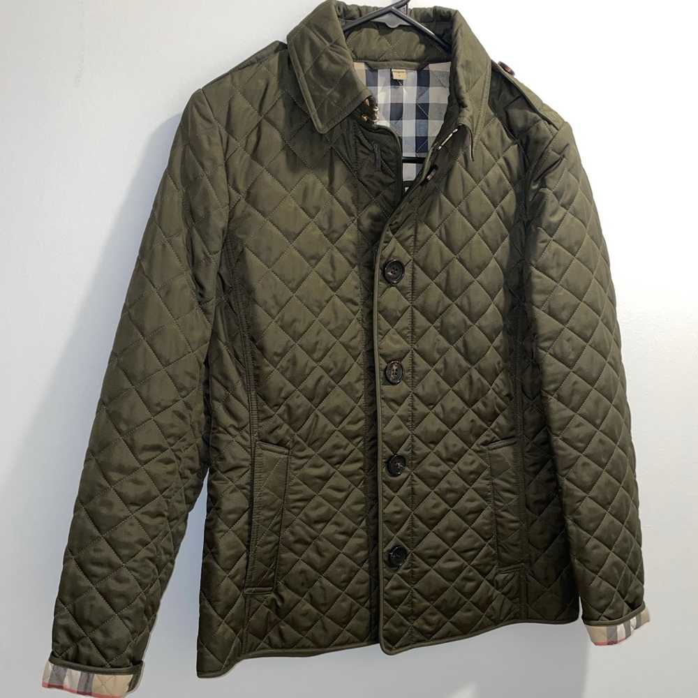 Worn Once Burberry London Quilted Jacket Olive Green S/P